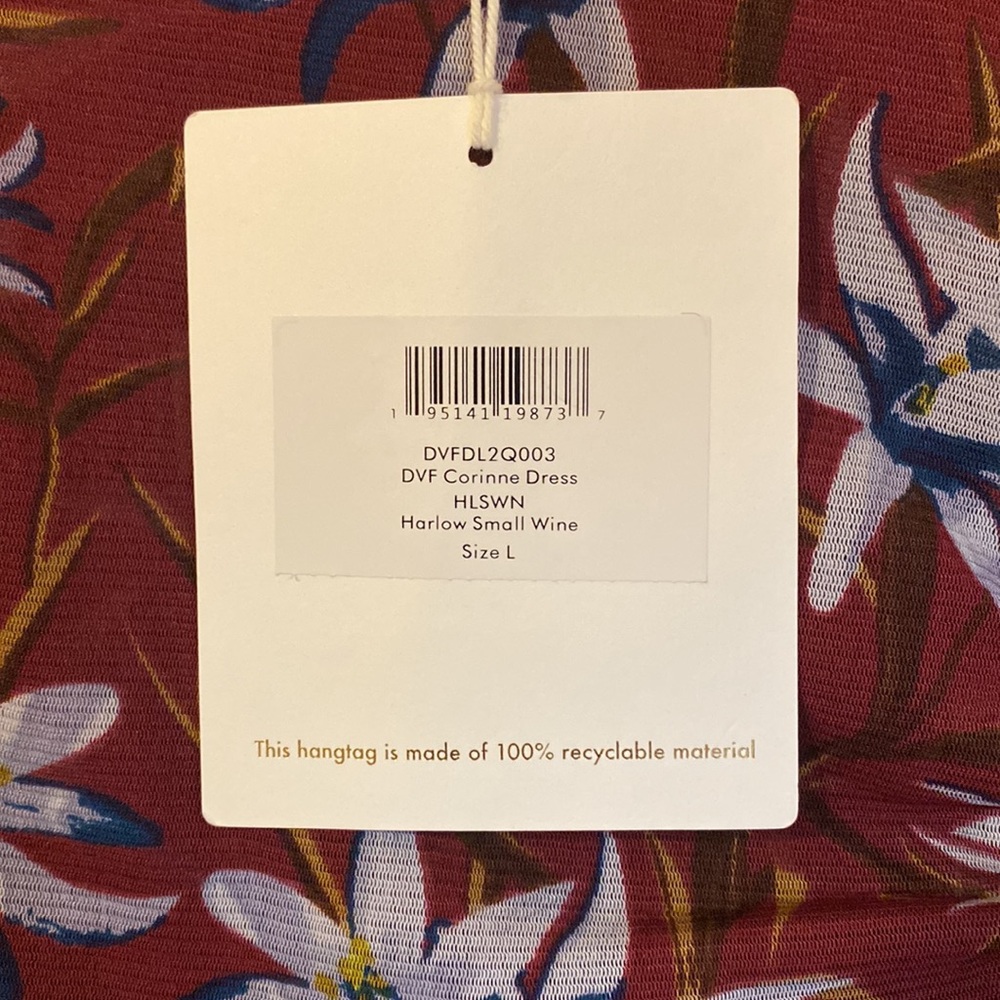 NEW DIANE VON FURSTENBERG corinne mesh ruched midi dress in harlow wine Large - Picture 9 of 11